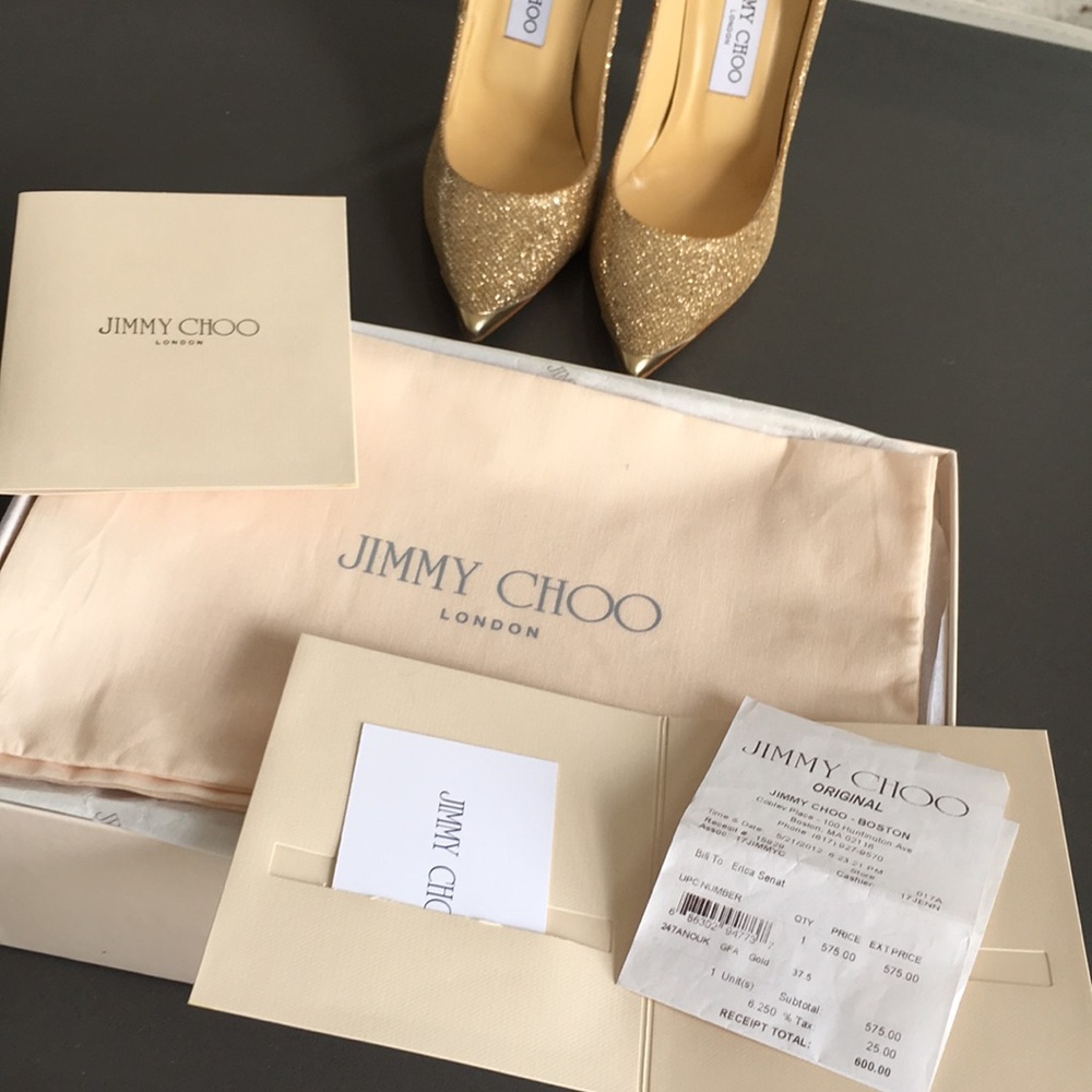 NEW Jimmy Choo Gold Glitter Anouk - Size 7.5 - Picture 3 of 6